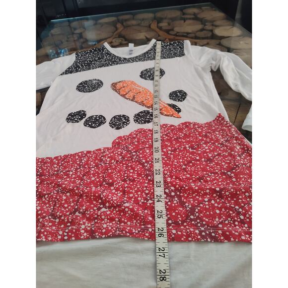 Winter Holiday snowman long sleeve tunic high low hem V-neck Small - Picture 5 of 10